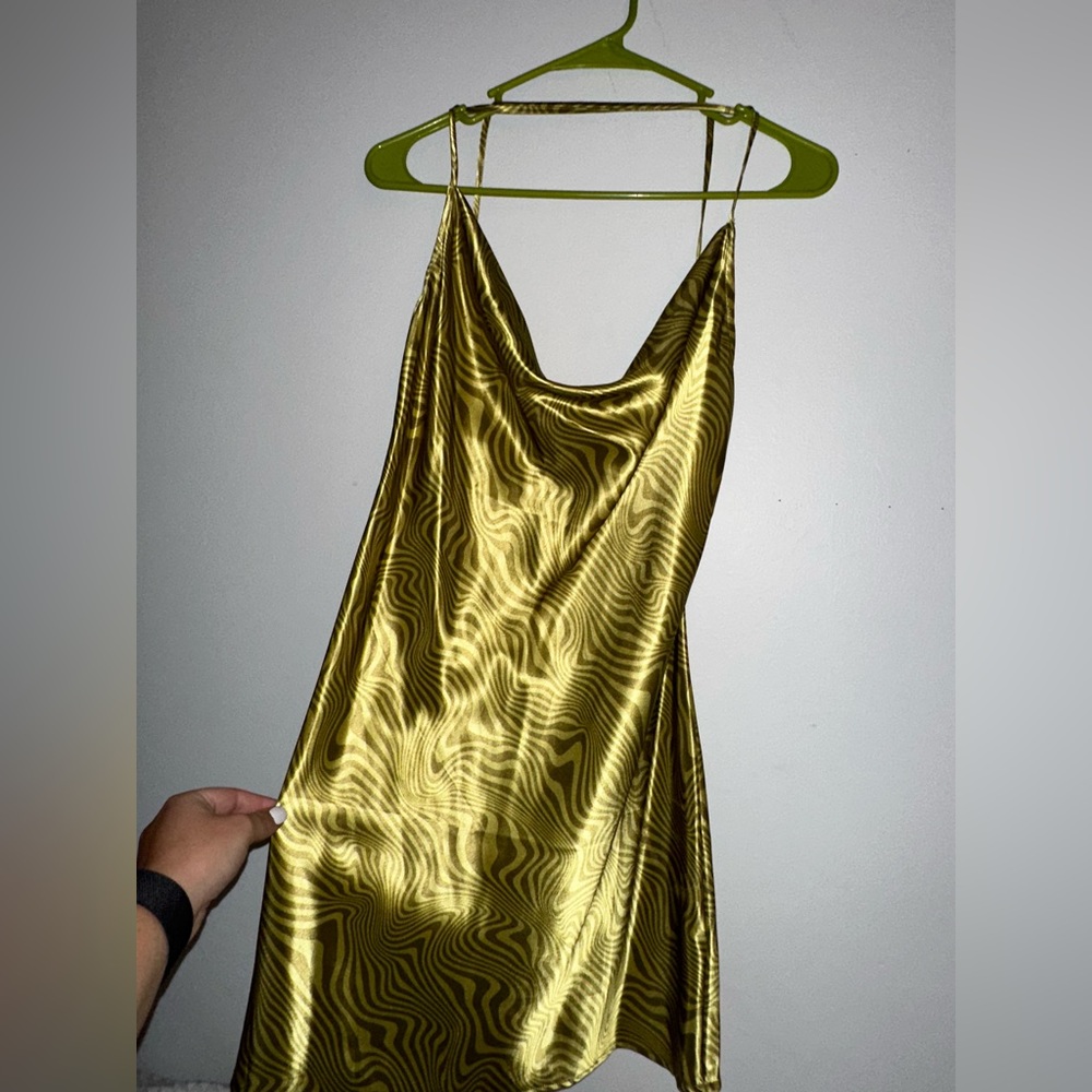 Green Cross Back Slip Dress